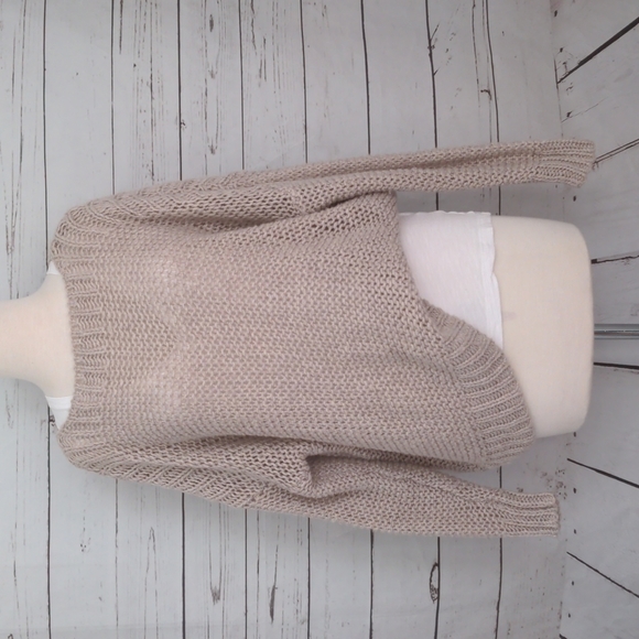 Old Navy Sweaters - Old Navy Tan Open Knit Boho Wool Sweater Womens Medium